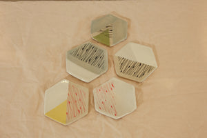 Tiny Ceramic Hexagons with Decals
